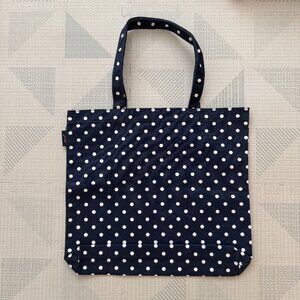 NWT J.Crew Reusable everyday canvas tote in polka dot navy ivory